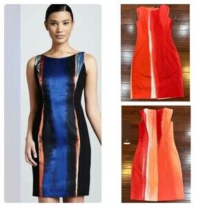 Tahari Kristin sheath dress in Teaberry/Peach Freeze size 4